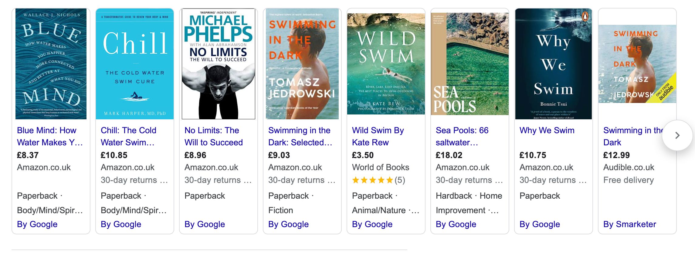 google search results for swimming books